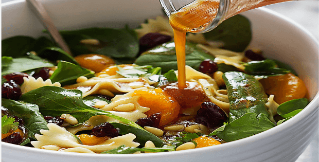 Mandarin Bowtie Pasta Spinach Salad Teriyaki Dressing