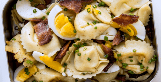 bacon and egg tortellini